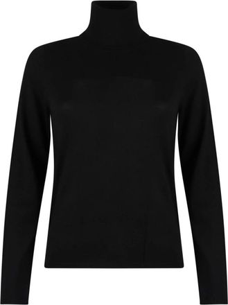 Max Mara Truien & Vesten, Dames, Zwart, L, Kasjmier, Zwarte Kasjmier Trui met Col