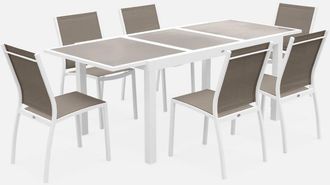 Sweeek Mesa De Jard&iacute;n Extensible De Aluminio Con 6 Sillas