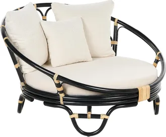 Beliani Cama De Exterior De Rat&aacute;n Cojines Beige Negro Rossano