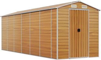 vidaXL Caseta De Jard&iacute;n Acero Galvanizado Marr&oacute;n Claro 191x555x198 Cm Vidaxl