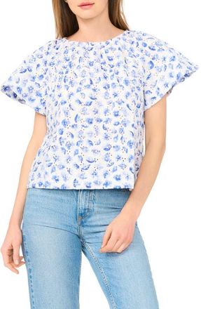 CeCe by Cynthia Steffe Tassel Tie Cotton Poplin Top in Bellflower Blue at Nordstrom, Size X-Small