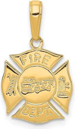 Diamond2Deal 10k Yellow Gold Fire Dept Shield Pendant