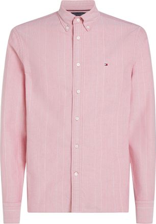 Tommy Hilfiger Long Sleeve Oxford Regular Fit, Mens Button Down Shirts, Also Available in Big and Tall, Medium Red/Multi, Large