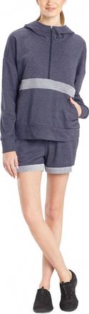 Natori Chi French Terry Active Half-Zip Top In Heather Night Blue