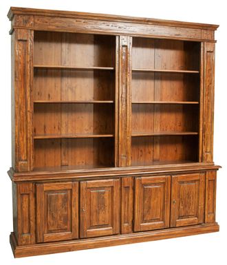 Biscottini International Biblioteca Country De Madera Maciza De Tilo Acabado Con Efecto Nogal 230x47x235 Cm