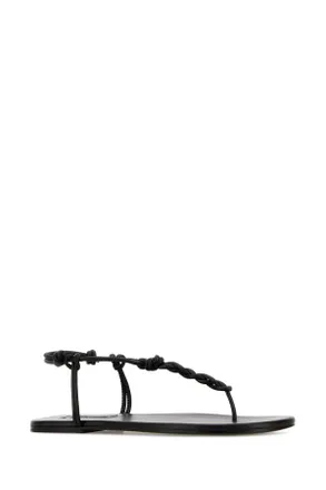 Jil Sander Knotted Thong Leather Sandal - Black