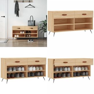 vidaXL Panca Porta Scarpe Rovere Sonoma 102x35x55 cm Legno Multistrato - Ripostiglio scarpe - Mobile da interno