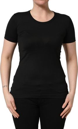 Dolce & Gabbana Womens Black Cotton Round Neck Short Sleeve T-Shirt