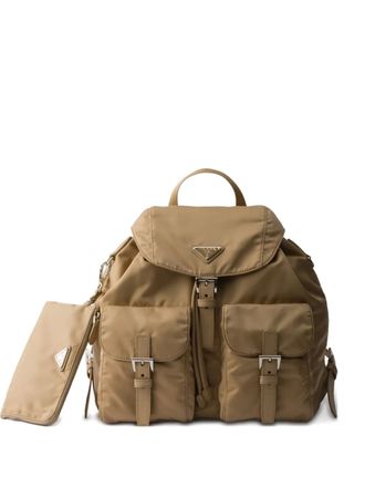 Prada medium logo backpack - Neutrals