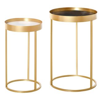 HOMCOM Nesting Coffee Tables Set Of 2 Modern Gold End Tables Home Office | TJ Hughes