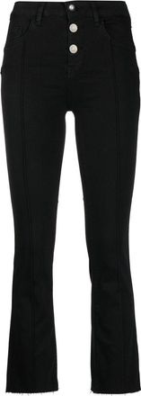 Liu Jo low-rise button-up cropped jeans - women - Spandex/Elastane/Cotton/Modal - 26 - Black