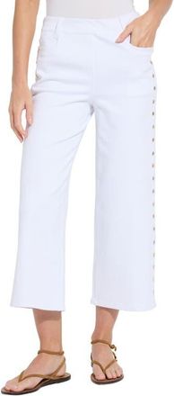 Lyss&eacute; Willa Scallop Studded Crop Jeans in White at Nordstrom, Size X-Large