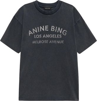 Anine Bing Cade Tee Melrose Stencil - Washed Black