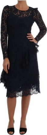 Dolce & Gabbana Elegante bloemenkant A-lijn jurk - Dames - Casual kleedjes - Zwart - S - Katoen - Kleedjes