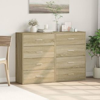 Berkfield Home Sideboards 2 pcs Sonoma Oak 60x31x84 cm Engineered Wood in Brown | Size: 60 x 31 x 84 cm
