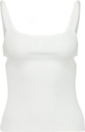 Courr&egrave;ges White Sleeveless Cut Out Tank Top
