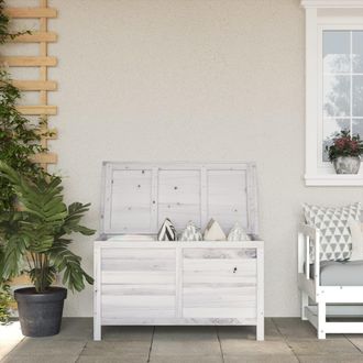 Berkfield Home Garden Storage Box White 99x49.5x58.5 cm Solid Wood Fir