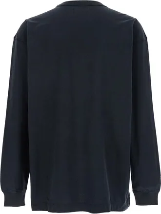 Purple Mens Black Crewneck Long Sleeve T-Shirt Cotton Top