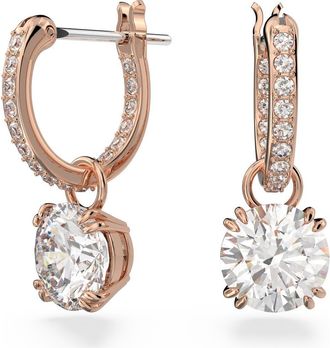 Swarovski Stilla Huggie Hoop Earrings in Rose Gold at Nordstrom