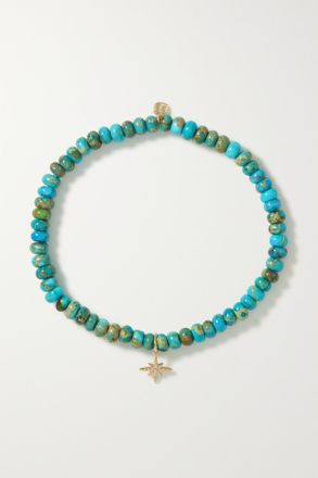 Sydney Evan Bracciale In Oro 14 Carati Con Turchese E Diamanti Mini Starbust