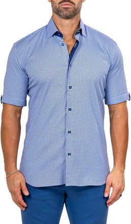 Maceoo Galileo Marthyr0224 Blue Short Sleeve Button-Up Shirt at Nordstrom, Size 3