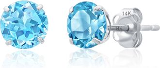 MAX + STONE 14k White Gold 6MM Round Stud Gemstone Earrings