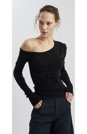 Mother of All Pepper Long Sleeved Off Shoulder T Shirt in Black at Nordstrom, Size Small