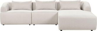 Beliani Corner Sofa 3 Seater SVANSELE Fabric Light Beige Left Hand