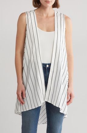 Patrizia Luca Pin Stripe Longline Vest in White at Nordstrom Rack, Size X-Small