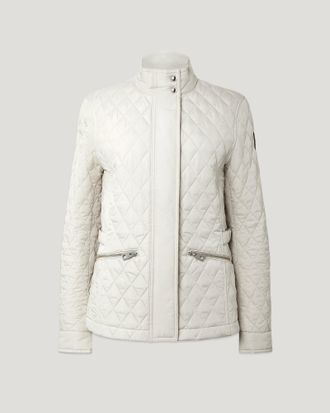 Belstaff Maya Jacket Womens Quilted Recycled Nylon Silver Birch Size UK 10