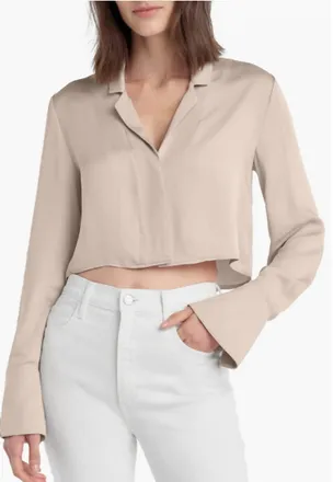 Favorite Daughter Cropped Lily Blouse In Dusty Pink