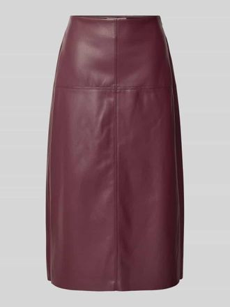 Christian Berg Midirock in Leder-Optik mit Ziern&auml;hten in Pflaume, Gr&ouml;&szlig;e 36