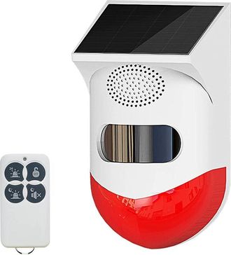 OEM Lampara Alarma Estrobosc&oacute;pica Solar - Detector Movimiento 110&deg; - Sirena 120 Db Ip67 - 4 Modos - Exterior Casa Granja - 1 Unidad