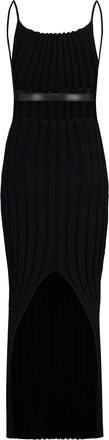 Alexander Wang Womens Knitted Dress With Leather Belt Black Polyamide