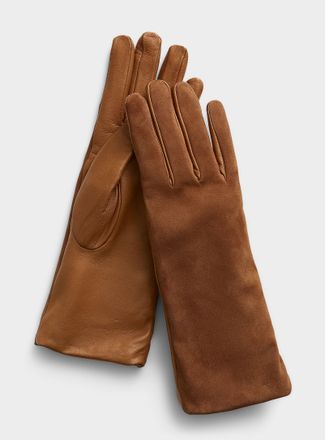 Simons Womens Suede and leather gloves Exclusive collection from Italy