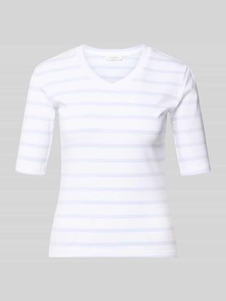 Christian Berg T-Shirt mit Streifenmuster und V-Ausschnitt in Hellblau, Gr&ouml;&szlig;e XXL