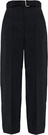 Bottega Veneta Broek met riem - Dames - Straight fit broeken - Zwart - 2XS - Katoen - Broeken