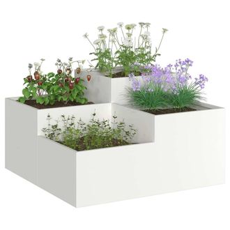 Berkfield Home White Garden Planter 80x80x48 cm White Steel | Size: 80 x 80 x 48 cm