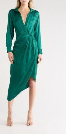 Young Fabulous & Broke Aimee Long Sleeve Faux Wrap Dress in Oz Green at Nordstrom Rack, Size X-Small