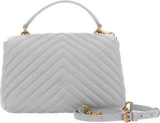 Pinko Grey Shoulder Bag With Adjustable And Removable Shoulder Strap And Love Birds Plaque On The Front In Leather Woman