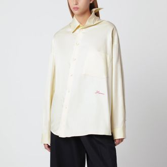 Jacquemus Camicia asimmetrica gialla chiara in cotone