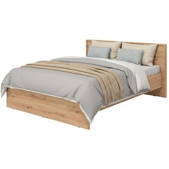Dmora Letto Matrimoniale Gamalero, Letto Matrimoniale Dimensione Materasso 160x200 cm, Peso Supportato 200 kg, Matrimoniale, Marrone Rovere Nodi