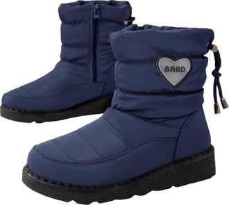 Generic Womens Winter Snow Boots, High Top Padded Casual Boots, Navy Blue Breathable Flat Shoes with Drawstring Closure, Fashion Walking Boots for Outdoor, Wo