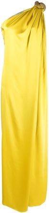 Stella McCartney crystal-embellished asymmetric dress - women - Viscose/Acetate - 40 - Yellow