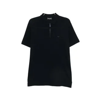 Emporio Armani Zip-fastening Logo-embroidered Polo Shirt