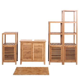 Hhg Hhg - Nunca Usado] Conjunto De Ba&ntilde;o 556, Mueble De Ba&ntilde;o Completo Conjunto De Ba&ntilde;o Mueble De Ba&ntilde;o Con Puerta, Bamb&uacute;