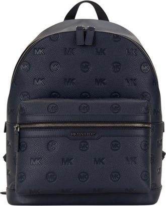 Michael Kors Tassen, Heren, Blauw, ONE Size, Leer, Cooper Rugzak van Gekorreld Leer