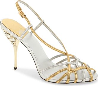 Jeffrey Campbell Epiphany Slingback Sandal in Silver Gold at Nordstrom, Size 5.5