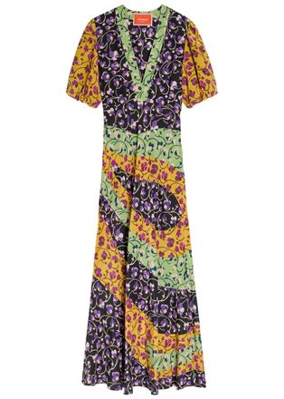 La DoubleJ LA Double J Marlene Floral-print Silk Maxi Dress - Yellow - S (UK8-10 / S)
