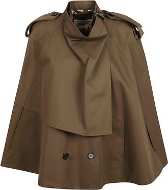 Burberry Jas met uitsparingen en dubbele knoopsluiting - Dames - Zomerjassen - Bruin - M - Jassen
